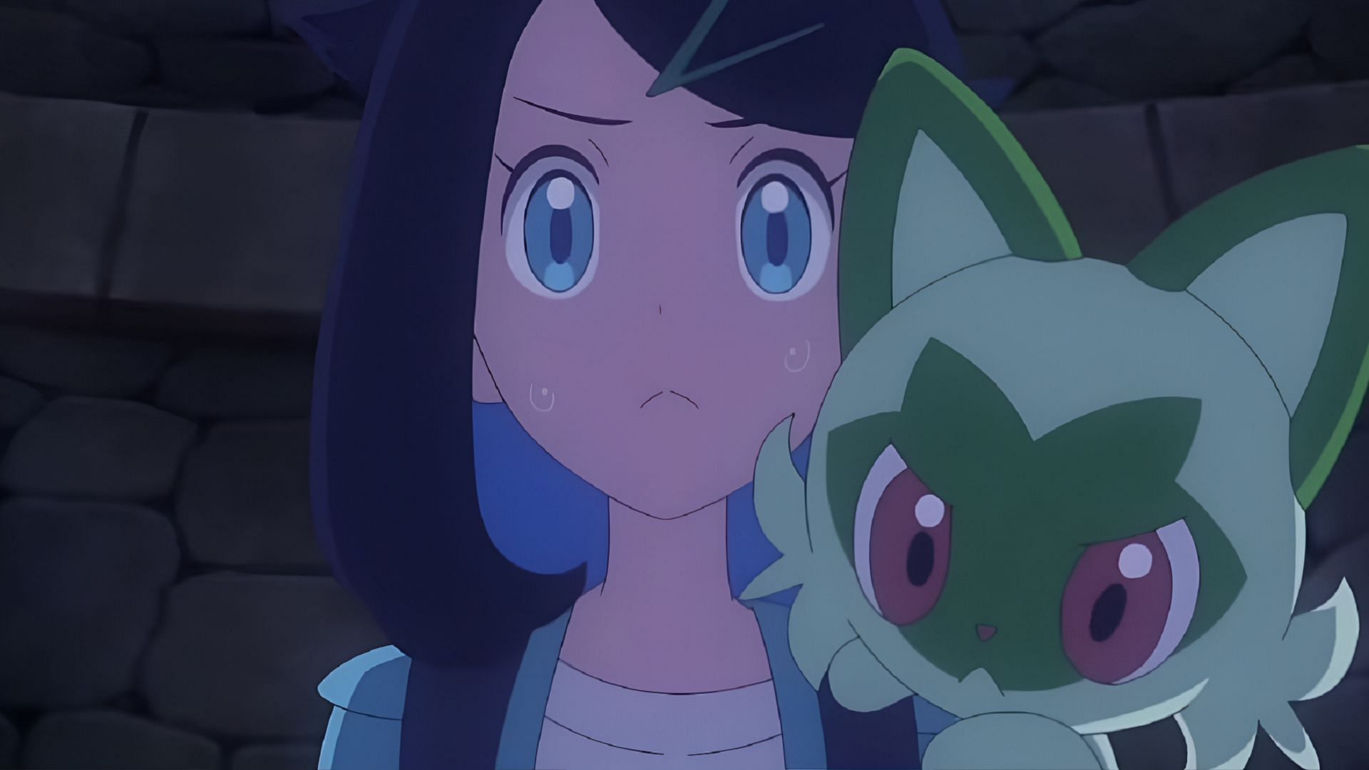 Liko and Sprigatito attempt to escape the Old Castle in Galar. (Image via The Pokemon Company)